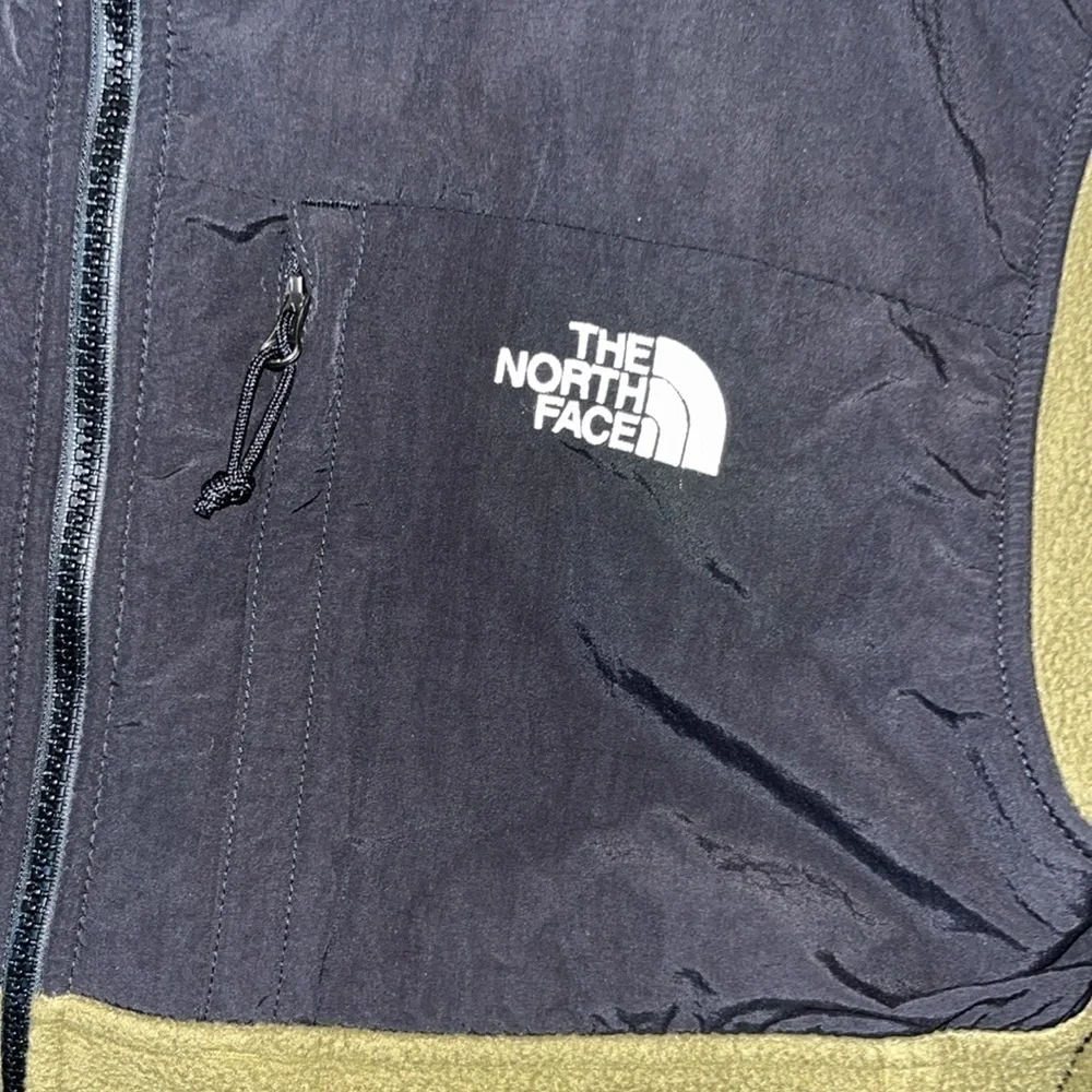 Olive green and black men Northface fleece full zip jacket size M